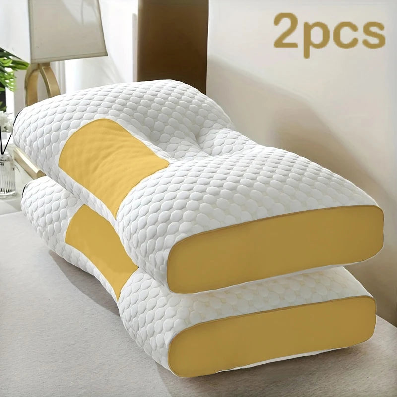 2pcs Massage Neck Pillows Adjustable Ergonomic Orthopedic Contour Support, High-Quality Pillow Core, All-Season Sleeping Comfort