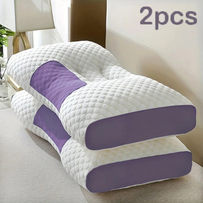 2pcs Massage Neck Pillows Adjustable Ergonomic Orthopedic Contour Support, High-Quality Pillow Core, All-Season Sleeping Comfort